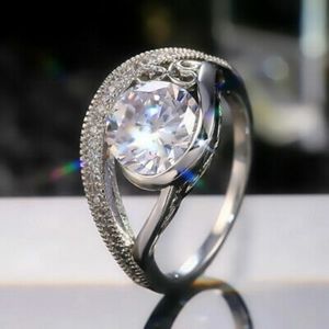 New Silver Simulated Diamonds Ellipse Ring